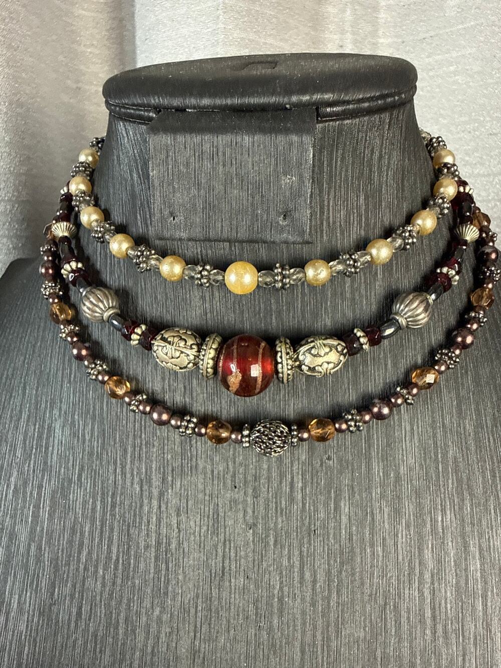 Vintage Spiral Beaded Necklace Bundle- 3pc